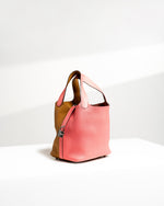 Hermes Picotin Lock 18 Two-tone Casaque Style in Sesame and Rose Azalee