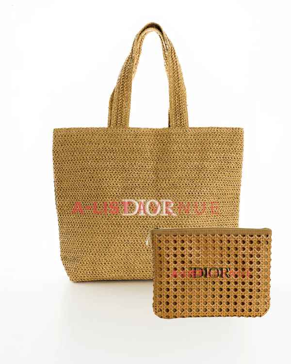 Dior Rattan Tote Bag With Rattan Pouch